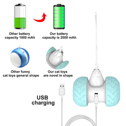 (VP0050)貓咪玩具網紅平衡車自動逗貓球自嗨逗貓棒解悶神器耐咬小幼貓玩具  老鼠玩具 智能碰碰車