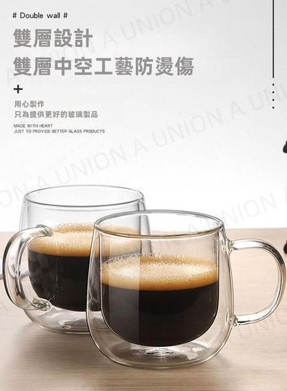 （VH0372）[300ml兩個裝] 雙層玻璃杯 防燙隔熱杯 蛋形玻璃杯 耐熱水杯高硼矽玻璃杯 玻璃杯 馬克杯 咖啡杯 泡茶杯 啤酒杯 雙層保溫玻璃杯 高硼矽雙層隔熱 300ml禮盒裝