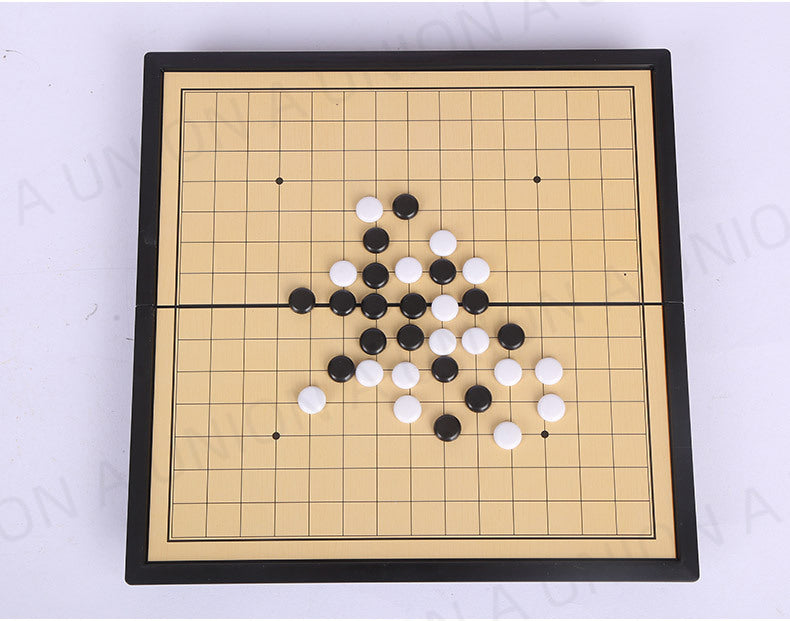 （VH0042）磁吸圍棋 親子桌遊玩具棋 便攜摺疊式棋盤 五子棋 黑白棋子 遊戲棋 標準磁性圍棋 361顆子帶內盒