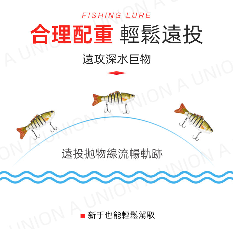 (VH0183)仿真多節魚餌 一盒3個 7節魚餌 多節魚餌 塑料硬餌 假餌 釣魚 可重用魚餌 仿真仿淡水餌