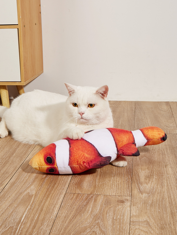 (VP0120) New catnip fish toy plush simulation cat toy fish cat self-pleasure toy clown fish ugly fish cat slave must-have funny cat simulation fish pet cat toy pet chewing toy cat toy doll pillow pillow cat pillow large [included catnip]