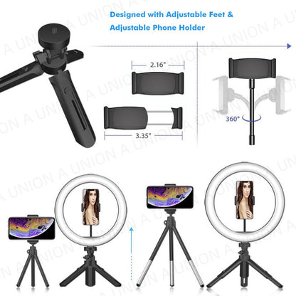 （VH0365）10吋支架環形補光燈  環形直播補光燈 Vlog直播攝影燈 光環型 美顏補光燈 環形自拍燈 女神直播燈 10吋可調LED視像會議照明/直播燈 三種色暖可選 十級光度可調