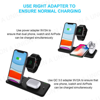 (VH0124) Four-in-one wireless charger for iPhone/Apple Watch/Airpods wireless charging wireless fast charging stand for headphones iwatch mobile phone charging super integrated magnetic wireless fast charging stand 