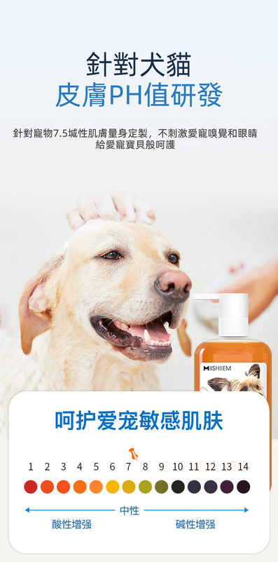 (VP0029) MIISHIEM pet medicated bath shampoo 500ml, antibacterial, anti-itch, skin repair, dog and pet shower gel, hair protection, plant essence, smooth, fluffy, care and fragrance lotion