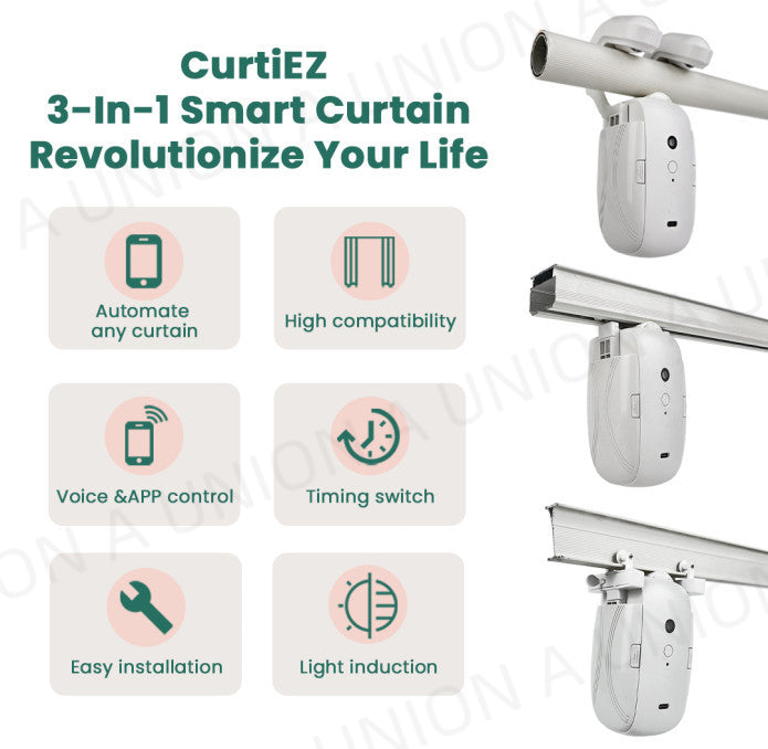（VH0460）[三合一款]智能窗簾機  電動窗簾機 自動開閂窗簾 智能窗簾 全自動塗鴉智能家居設備 免布線安裝 適合羅馬桿路軌、U型軌道、I字型軌道 適配 Alexa、Google Hgome