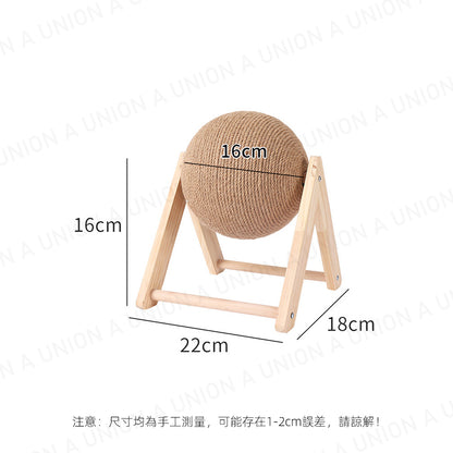 （VP0243）貓抓板 貓玩具 木質貓抓球 貓咪磨爪 手纏劍麻繩耐用 貓爬架 貓抓柱 寵物用品