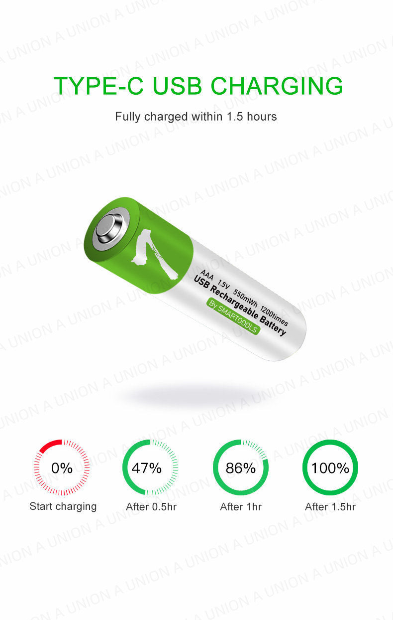 （VH0848）1.5V USB Type-C 循環充電 AAA 3A 鋰電池 Li Battery （4粒裝）