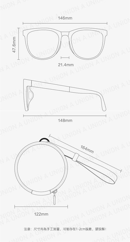 (VH2261)可折疊女士太陽鏡 折疊偏光太陽鏡 UV防護防紫外線 超輕折疊墨鏡（黑框灰片）