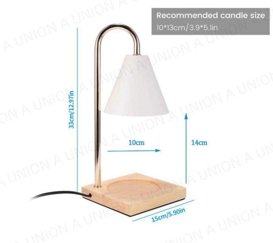 （VH0389）橡木座香氛融蠟燈 香薰蠟燭燈 溶蠟燈 白色燈罩配橡木座 香薰蠟燭燈 溶蠟燈 香薰融蠟燈 床頭擺件裝飾臺燈 ins融燭無煙調香燈 氛圍燈 小夜燈 床頭燈 [香港三角插頭]
