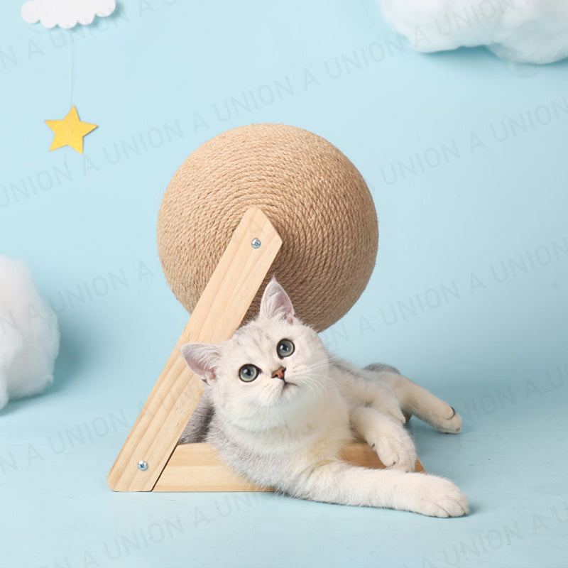 (VP0243) Cat scratching board, cat toy, wooden cat scratching ball, cat claw grinding hand-wrapped sisal rope, durable cat climbing frame, cat scratching post, pet supplies