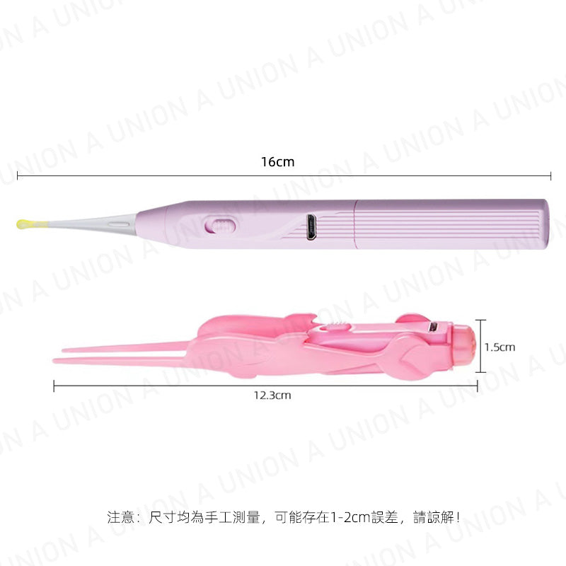 (VH2199) [2件套裝] 嬰幼兒童可視耳棒 LED燈發光采耳棒 耳挖 耳勺 挖耳 采耳工具 LED燈耳挖清潔工具 採耳工具 耳垢工具 耳道清潔 采耳套裝 發光耳挖  掏耳棒   鑷子挖耳器 耳垢