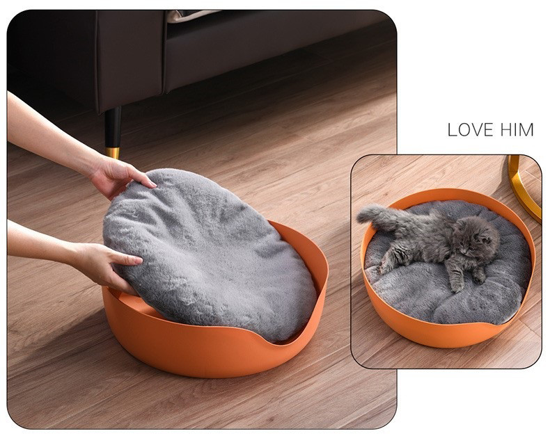 (VP0122) Japanese round dual-purpose cat scratching board, cat nest, cat claw grinding mattress, plush pad, cat nest, corrugated paper cat scratching board, pet bed, cat house, dual-purpose litter, universal for all seasons, orange