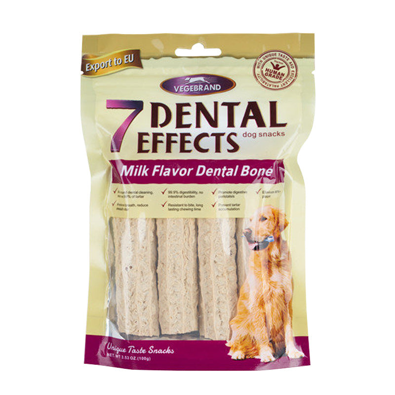 (VP0213) VEGEBRAND 7-Effect Teeth Cleaning Bone Cleaning Soft Strip Molar Stick Resistant to Bite Glue Pet Supplies Small, Medium and Large Dogs Golden Retriever Corgi Teddy Teeth Cleaning Bone Dog Snacks