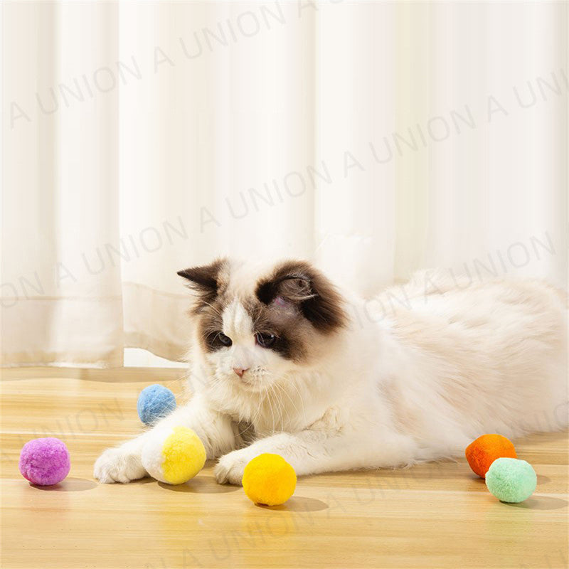 (VP0226) Cat toy ball, silent ball for cats to relieve boredom, bouncy ball for cats, plush balls to amuse cats, toy balls for cats, silent bouncy balls to relieve boredom, plush balls for cats, toy with random colors [12 pieces]