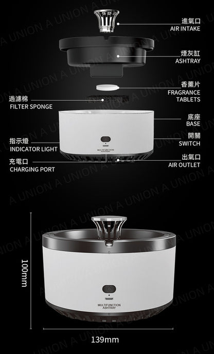 (VH2255)電子煙灰缸空氣淨化器 電子空氣淨化煙灰缸 便攜式智能煙灰缸 空氣凈化器 家用客廳辦公室車載吸煙缸 清潔二手煙霧 自帶香薰片 空氣清新 保護健康