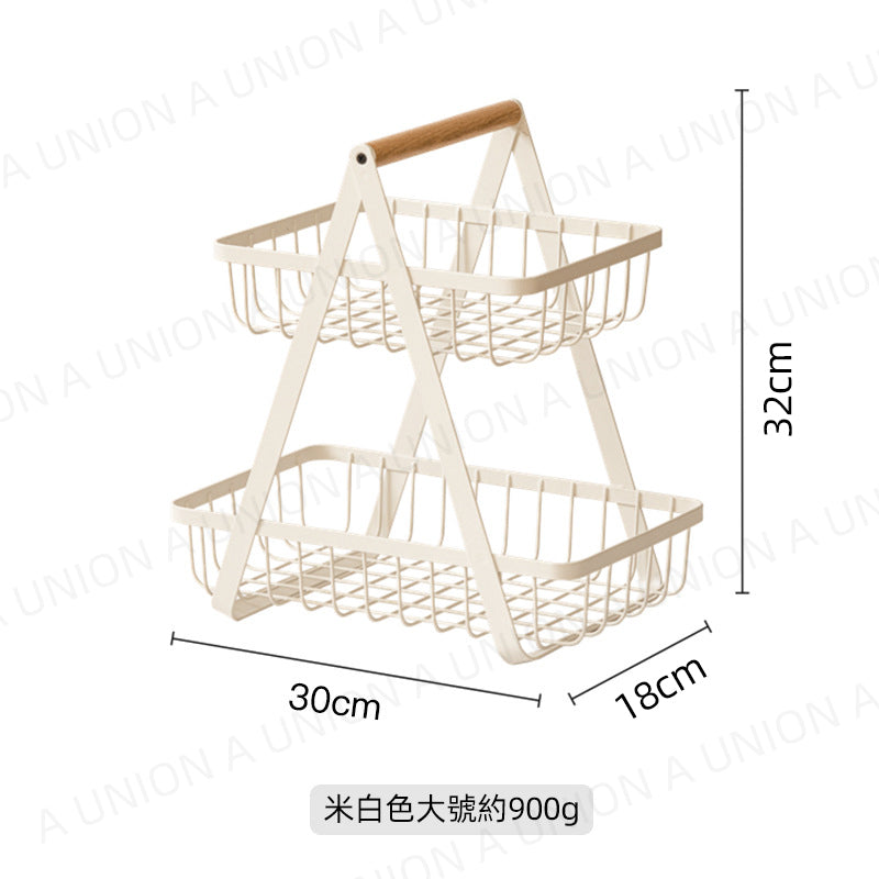 （VH2095）北歐風鐵藝雙層置物架 桌面收納架 水果籃 面包籃 手提籃 碗筷瀝水籃 桌面收納籃 碗架碗盤架 杯架 水槽碗碟收納架 調味料置物架 化妝品收納架 桌面置物架 廚房 客廳