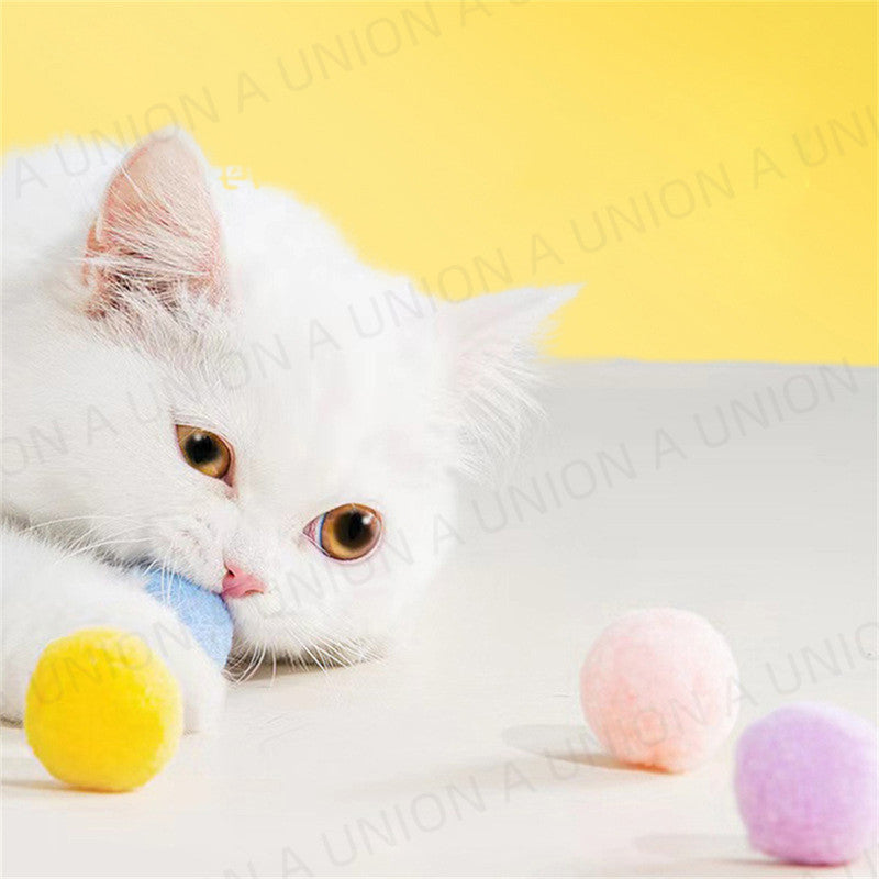 (VP0226) Cat toy ball, silent ball for cats to relieve boredom, bouncy ball for cats, plush balls to amuse cats, toy balls for cats, silent bouncy balls to relieve boredom, plush balls for cats, toy with random colors [12 pieces]